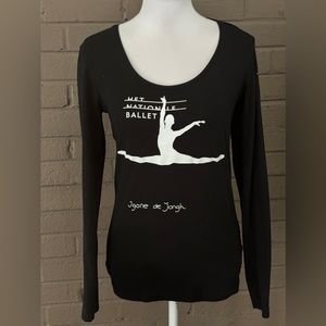 Danish Ballet black long sleeve strech top  S